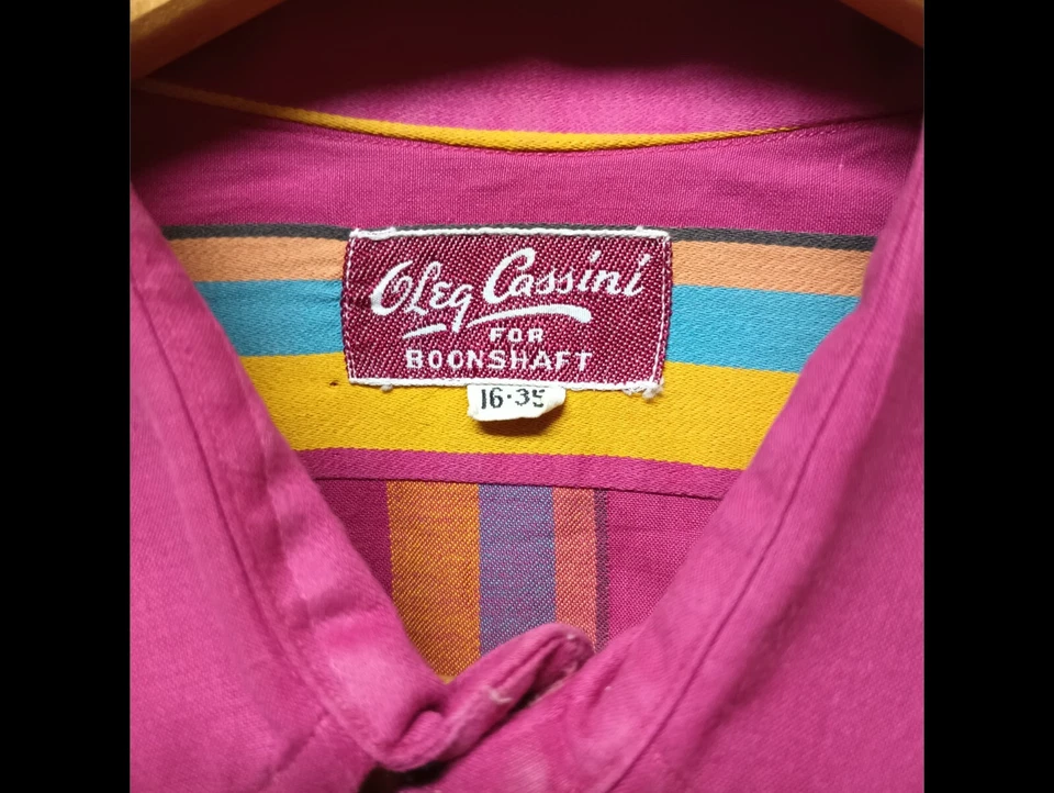 Camisa de vestir vintage de diseñador para hombre años 70 80. Oleg Cassini.Todo algodón. Puños franceses. Foto 3 de 4