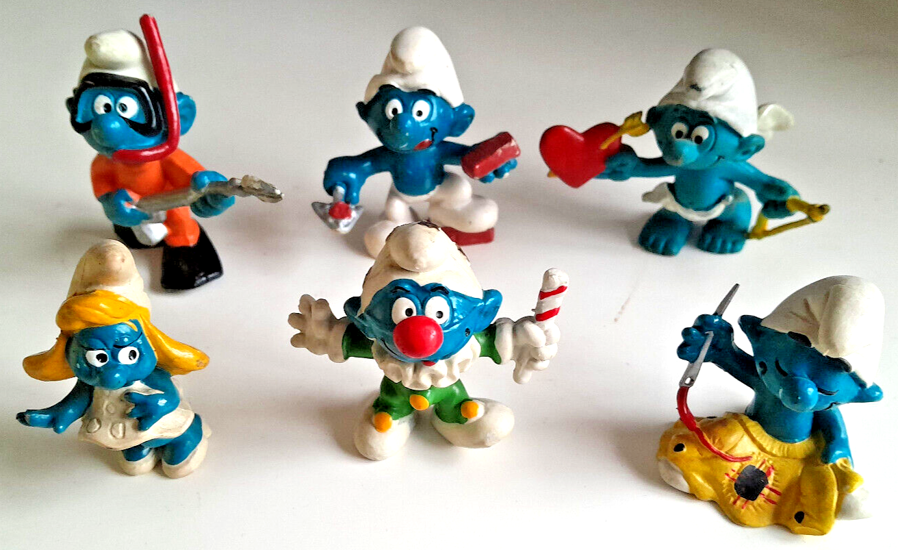 Lotto 6 Puffi Peyo Schleich Vintage Anni 70 80 90 come da foto eBay