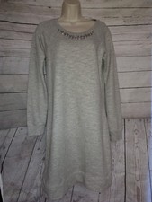 Paraphrase Sweater Dress Size Small Tunic Oversized Gray Modest Jumper Jeweled