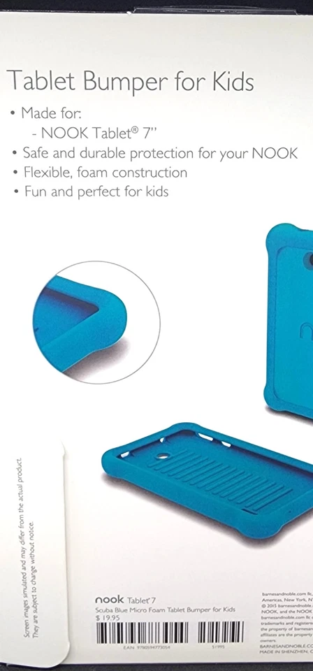 Nook Scuba Blue Micro Foam Kid's Bumper Case 7" Nook Tablet NEW PACKAGE - Image 3 of 4