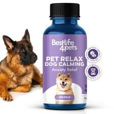 Pet Relax Dog Calming Pills - Stress Anxiety Relief, Separation, Thunder, Fir...