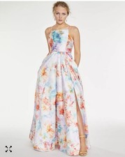 Crystal Doll Floral Colorful Square Neck Prom Dress Size 7 Formal Gown NEW 129