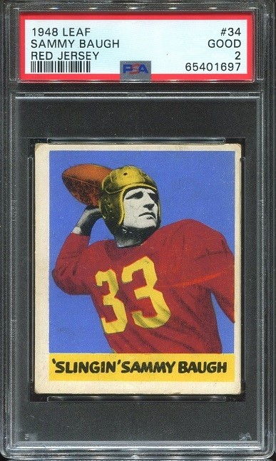 1948 Leaf #34 Sammy Baugh RC red jersey PSA 2 Washington Redskins HOF TCU