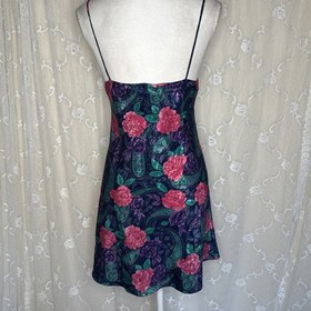 VTG Mystique Intimates Multicolored Floral/Paisley Bias Cut Slip Dress Large 38B