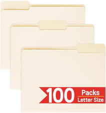 100 Packs Manila File Folder,Manilla Folder 8.5X11,1/3 Cut Tabs Folder for Offic