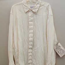 Free Agent Ivory Grommet Accent Button-Up Collared Blouse Long Sleeve Women's XL