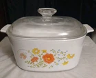 Vintage Corning Ware A-3-B Wildflower Poppy Casserole Dish 3 Qt Pyrex Lid A-9-C