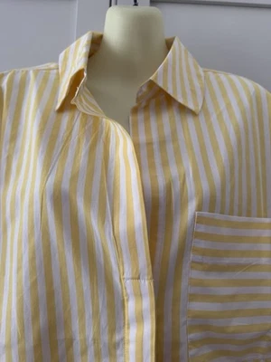 French connection Stripe Relaxed Popover Shirt £55 RRP Yellow/White Size S new! - Image 1 of 4