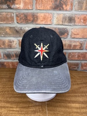 Las Vegas Golden Knights Embroidered Logo Black Grey Strapback Hat NHL