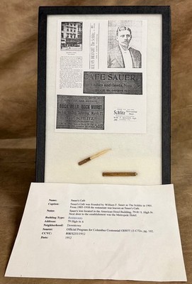 Rare Early 1900 s Sauer s Cafe Tooth Pick Advertising 1912