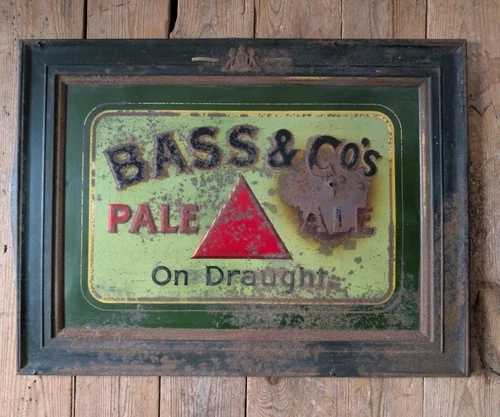 BASS PALE ALE SIGN - Vintage Advertising Beer Metal Pub Brewery Bar Old Salvage