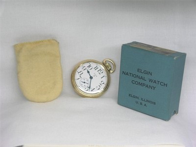 16S ELGIN 3151A MODEL 17 JEWEL GOLD FILL RAILROAD POCKETWATCH W/ BOX, SIGNED 3X!