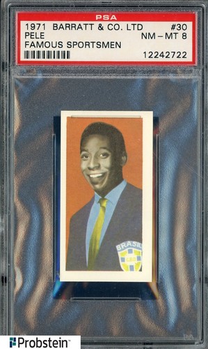 1971 Barratt & Co Ltd Famous Sportsmen Soccer #30 Pele PSA 8 NM-MT