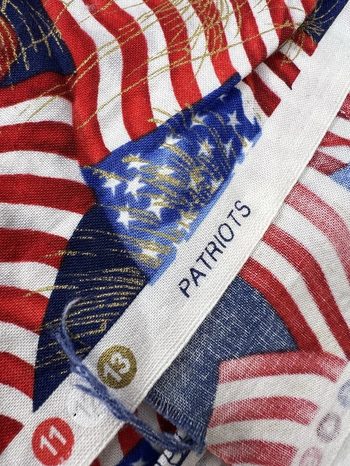 US Flags Cotton Fabric 1-7/8 Yards 42 Wide Kaufman Flags Several Holes Imperfect - Image 2 of 4