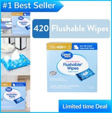 Fresh Scent Flushable Wipes 420 Count 10 Resealable Packs Hypoallergenic