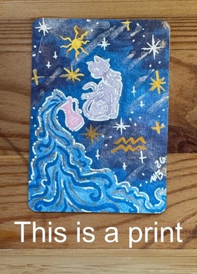 ACEO PRINT Aquarius cosmic star zodiac Limited Edition by: Illustrated Sunday