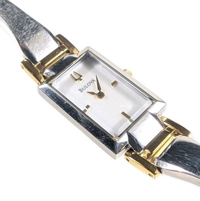 Bulova Mother of Pearl Dial Two Tone Stainless Steel Bangle Ladies Watch 98L149.