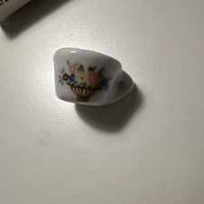 Vintage Miniature Porcelain Tea Set Cups & Tureen Dollhouse Floral Design 1950s