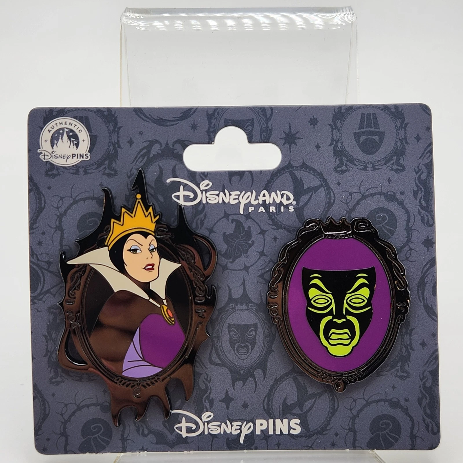 DISNEYLAND PARIS VILLIANS EVIL QUEEN & MAGIC MIRROR DOUBLE PIN