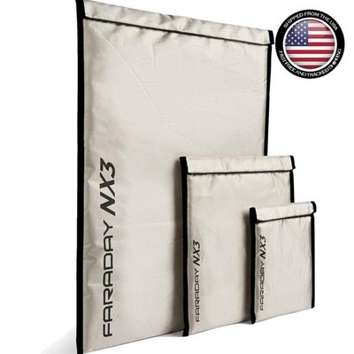 Faraday Bags Cyber Fabric 3 Pack Triple-Layer Devices Signal Blocker Silver 2...