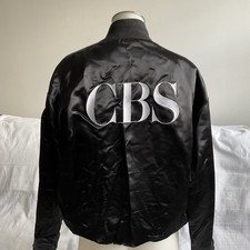 Rare Vintage 1980s CBS TV Network Satin Bomber Jacket Men’s XL USA Made