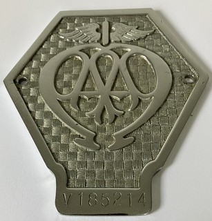 AA Commercial Classic Car Badge Serial Number V185214