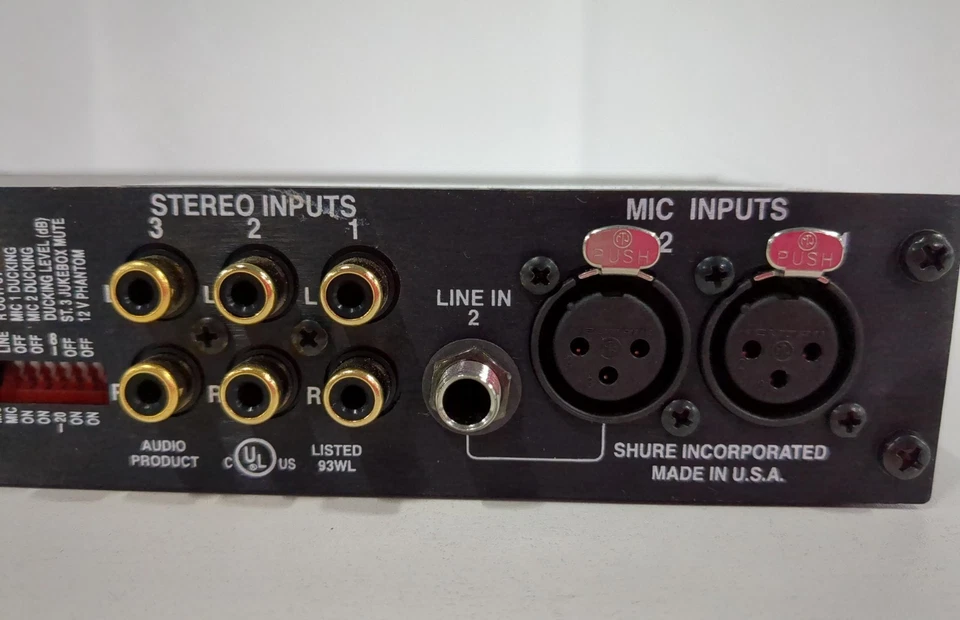 New Shure SCM262 Stereo Microphone Mixer With XLR & RCA Inputs For Commercial - Image 4 of 4