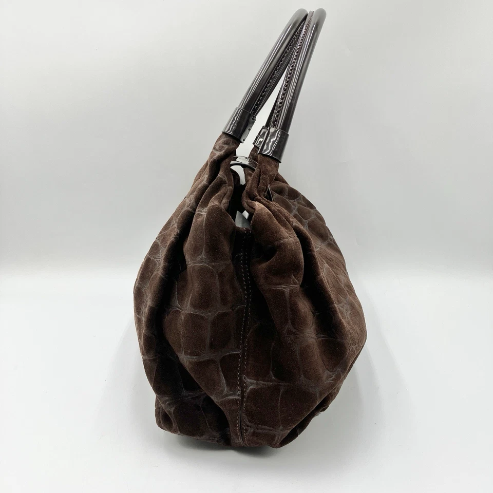 Bolso Hobo Kate Spade Gamuza Cocodrilo Repujado Cartera Marrón Charol WKRU0952 Foto 3 de 4