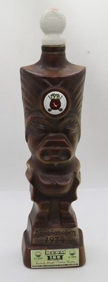 Vintage Jim Beam Bourbon Whiskey Tiki Bottle Hawaiian Open 1974 United Airlines