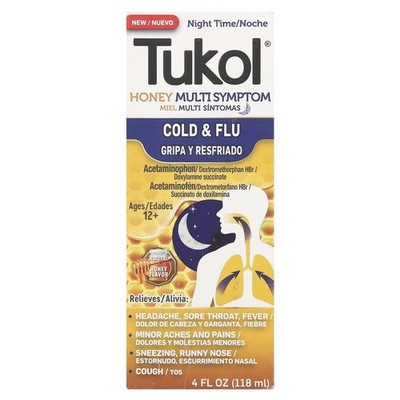 Honey Multi Symptom, Cold & Flu, Night Time, Ages 12+, Natural Honey, 4 fl oz