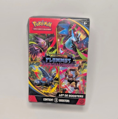 NEU Pokémon TCG Bundle 6 Booster Geisterflammen ME2 Mega Evolutions Französisch