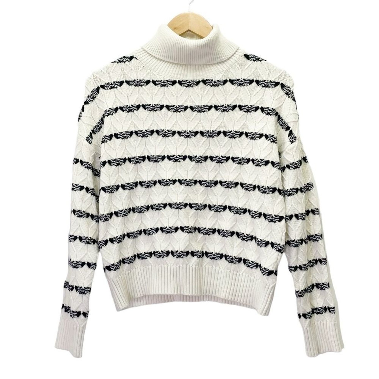 Joie Alpine Pattern Striped Cable Knit Pullover S… - image 1