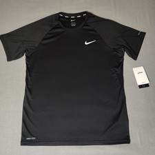 Nike Swim Dri-Fit Shirt UPF 40 Men's Medium Black Training Sports NESSA586-001