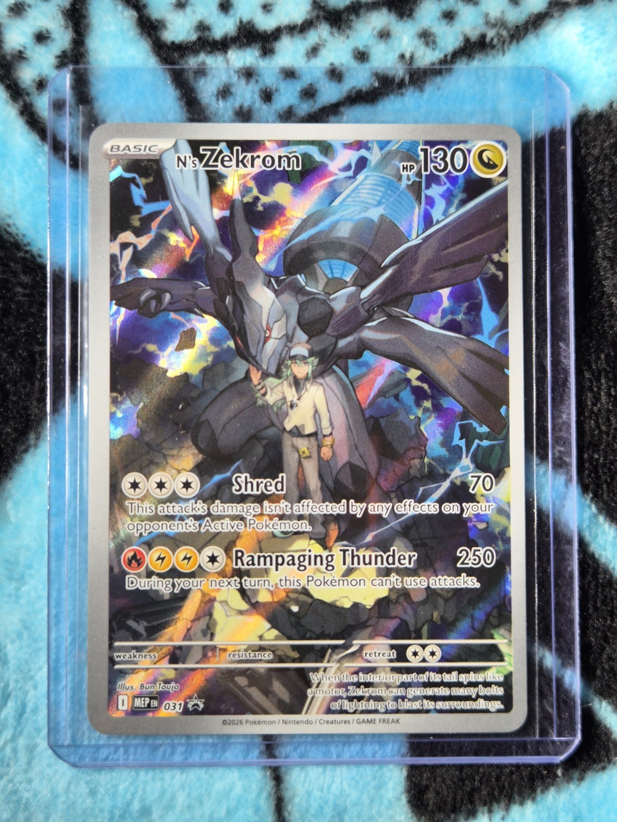 Pokémon N's Zekrom Promo Full Art Holo 037/MEP 130HP Dragon Card