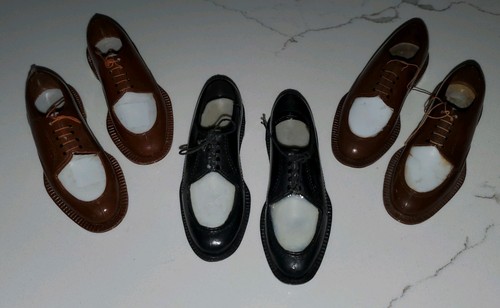 Vtg 3 Sets •MEN'S WING TIP 2 TONE SALESMAN SAMPLES 3.5" PLASTIC SHOES• Hong Kong - Picture 3 of 23