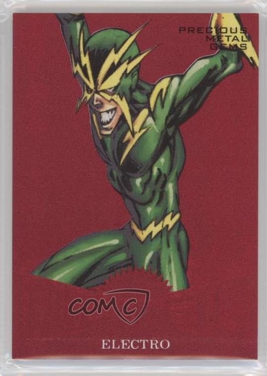 2017 Fleer Ultra Marvel Spider-Man Marvel Metal PMG Red 77/99 Electro #MM40 5za