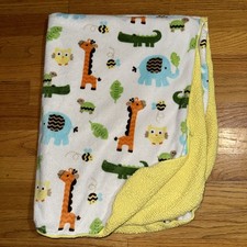 Circo Target Elephant Giraffe Owl Gator Yellow Sherpa Baby Blanket Safari Animal
