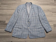 Oak Hill Men's Blue Tartan Plaid Sport Coat Suit Blazer Size 3XL 54/56