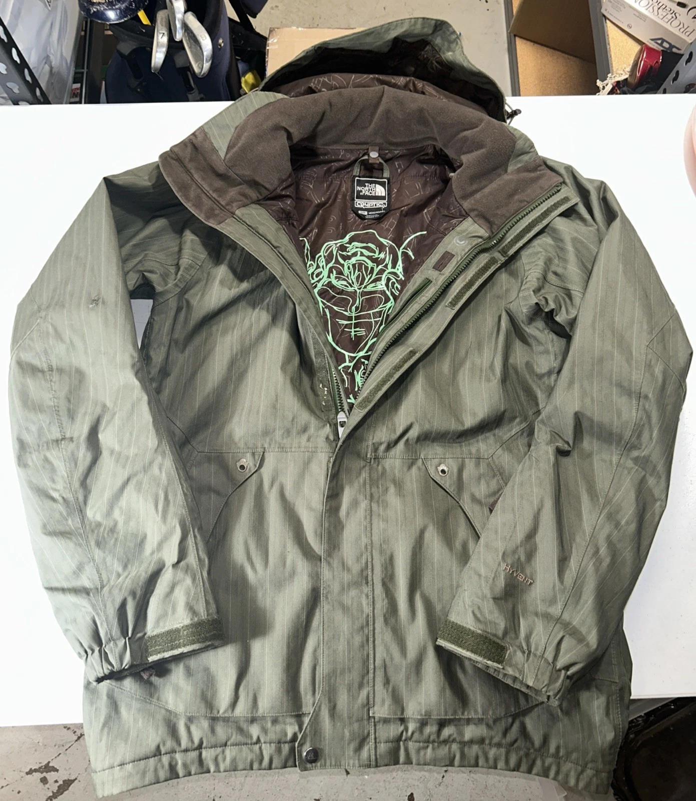 Rare North Face Cryptic Jacket Mens S Hooded Brown Hyvent Recco Ski Snowboard
