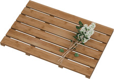 Bamboo Wooden Bath Floor Mat for Luxury Shower - Non-Slip Bathroom Waterproof Ca