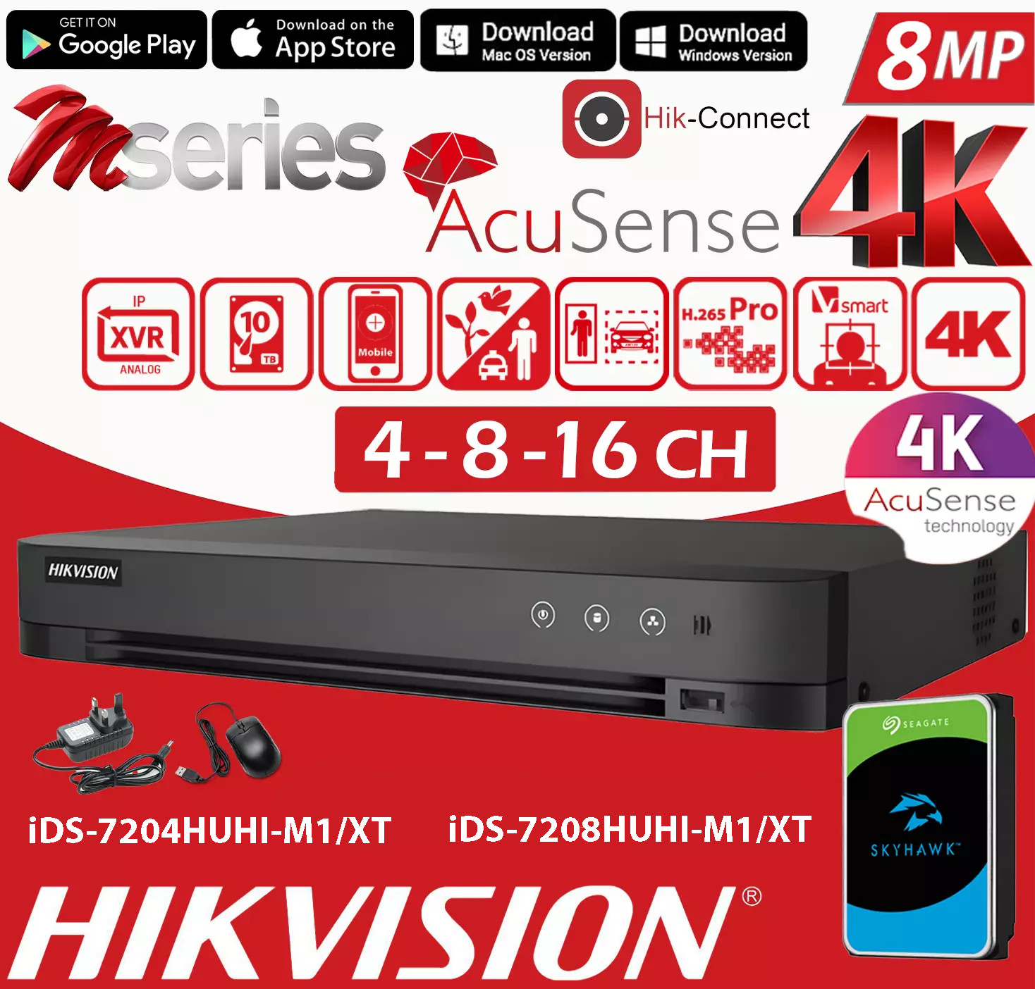 HIKVISION 8MP 4K CCTV DVR SYSTEM SMART COLORVU 2-WAY AUDIO CAMERA SECURITY KIT