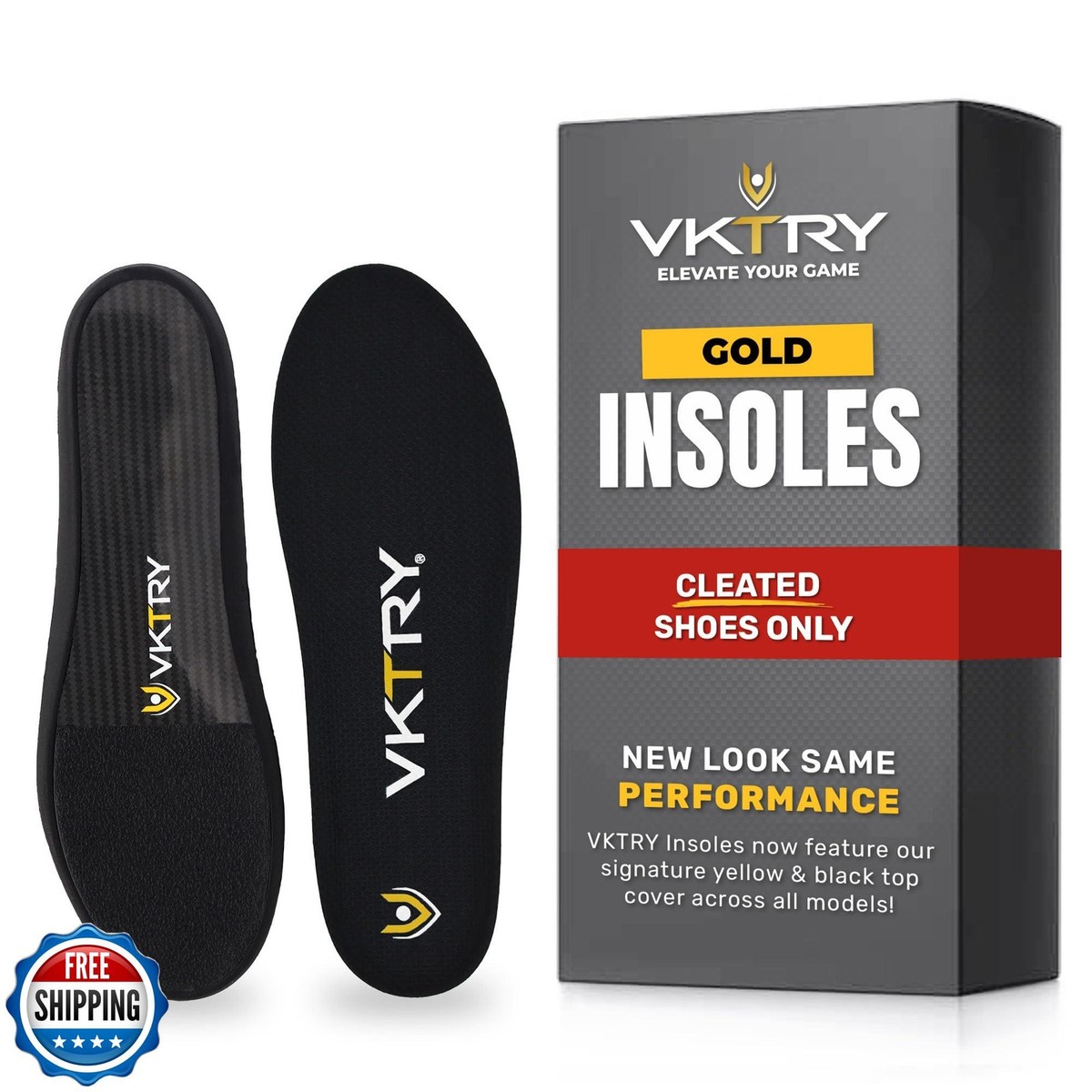 VKTRY Gold for Cleated Shoes Carbon Fiber Performance Insoles Customized  At