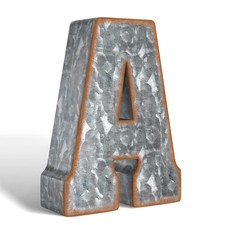 CraftyCrocodile 7" Galvanized Metal Letters for Wall Decor - 3D Letter A for ...