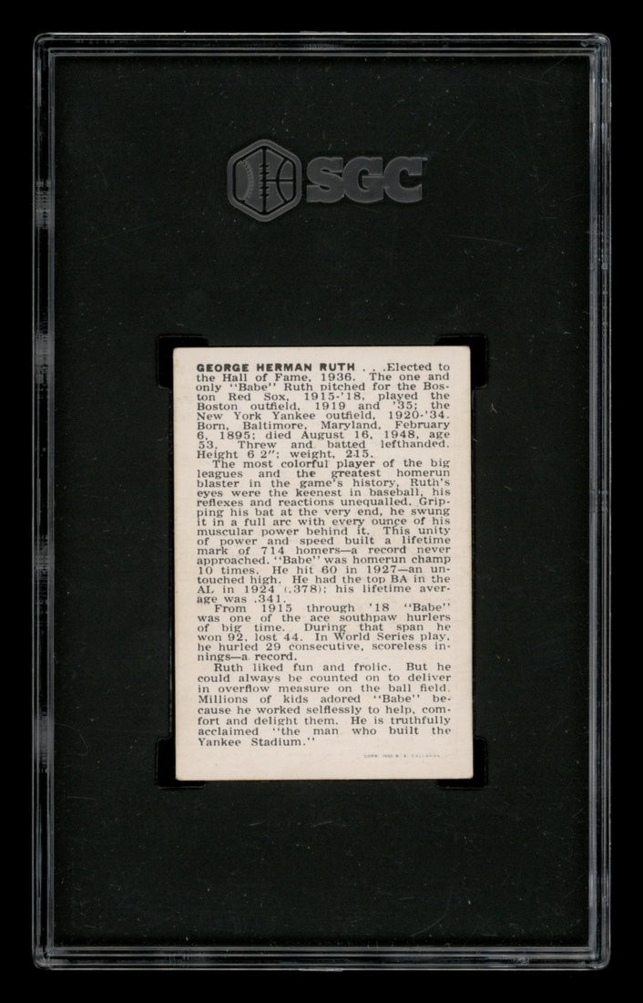 1950-56 Callahan HOF Set-Break Babe Ruth SGC 5 EX view 2