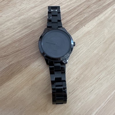 Michael Kors MK-6608 Runway Black Plated Steel Watch New Battery Day Date