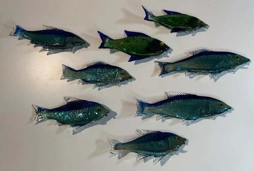Vintage Murano glass fish figurine collection Vibrant Colors.