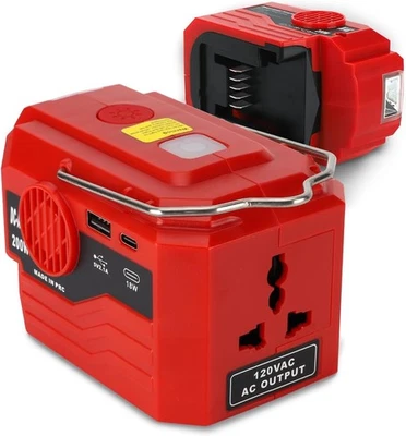 JHJQZCYG 200W Inverter Generator for Milwaukee 18V Li-ion Battery Power Source / USB Port