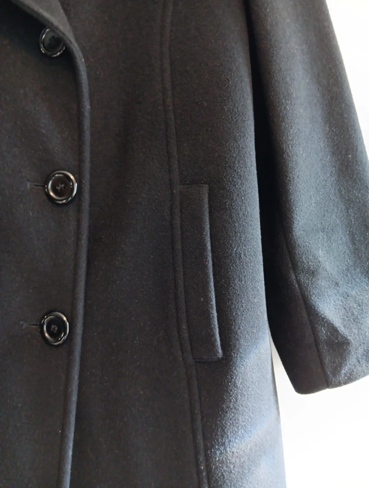 Abrigo Largo Vintage Y2K Worthington Negro Mezcla Lana/Cachemira 12P Doble Pecho Foto 3 de 4
