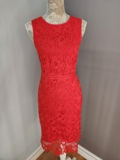 Ann Taylor Women Orange Floral Lace Sleeveless Sheath Dress.Size S