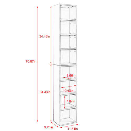 8-Tier Media Tower Rack, CD DVD Slim Storage Cabinet with Adjustable Shelves